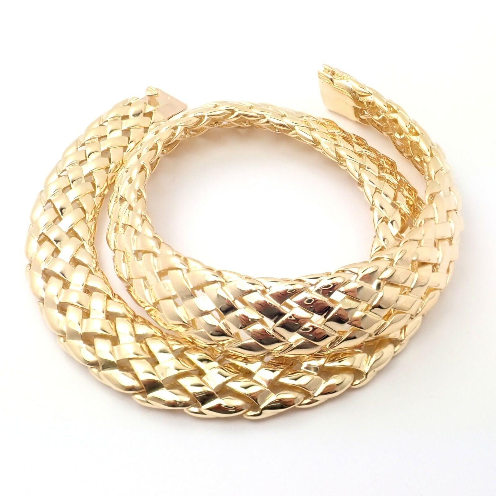 Vintage Van Cleef & Arpels Basket Weave Wide Yellow Gold Choker Necklace 1