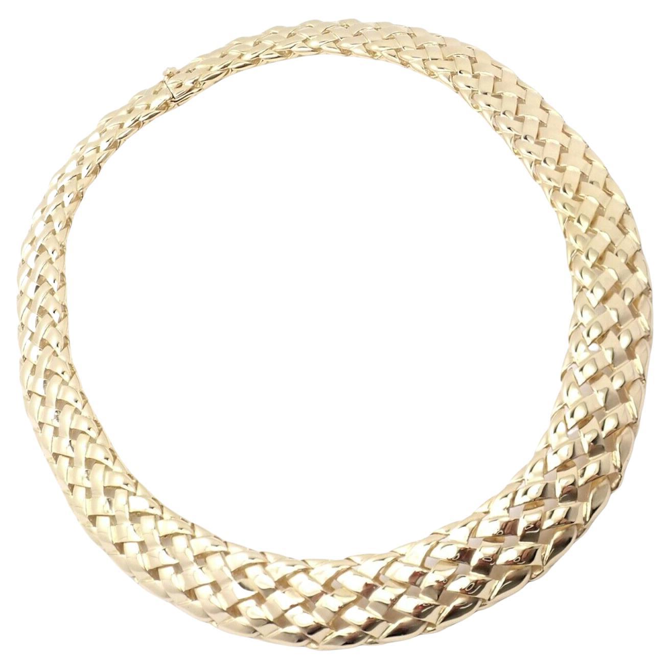 Van Cleef & Arpels Breite Gelbgold-Halskette mit Korbgeflecht-Verschluss