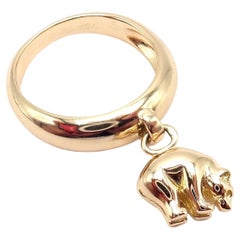 Vintage Van Cleef & Arpels Bear Charm Yellow Gold Band Ring