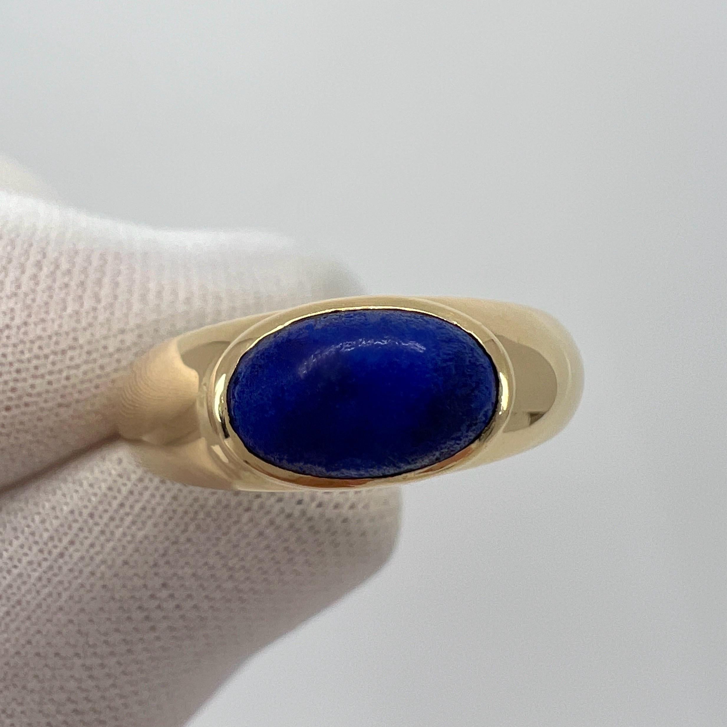 Vintage Van Cleef & Arpels Blue Lapis Lazuli 18k Gold Oval Dome Signet Ring 5