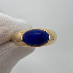 Vintage Van Cleef & Arpels Blue Lapis Lazuli 18k Gold Oval Dome Signet Ring