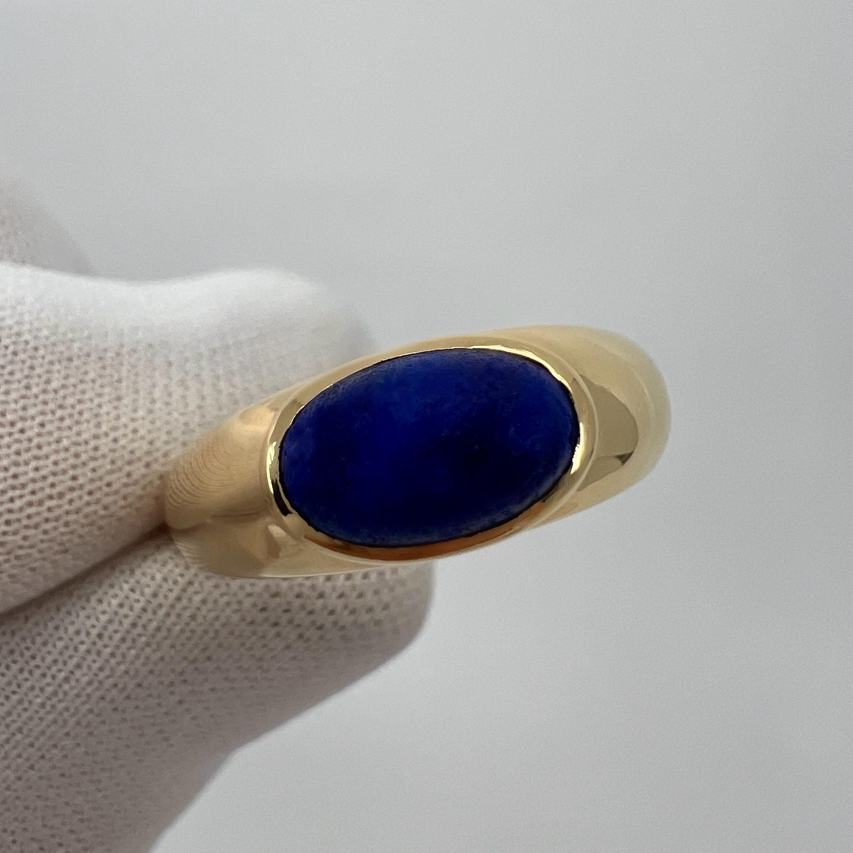 Vintage Van Cleef & Arpels Blue Lapis Lazuli 18k Gold Oval Dome Signet Ring 1