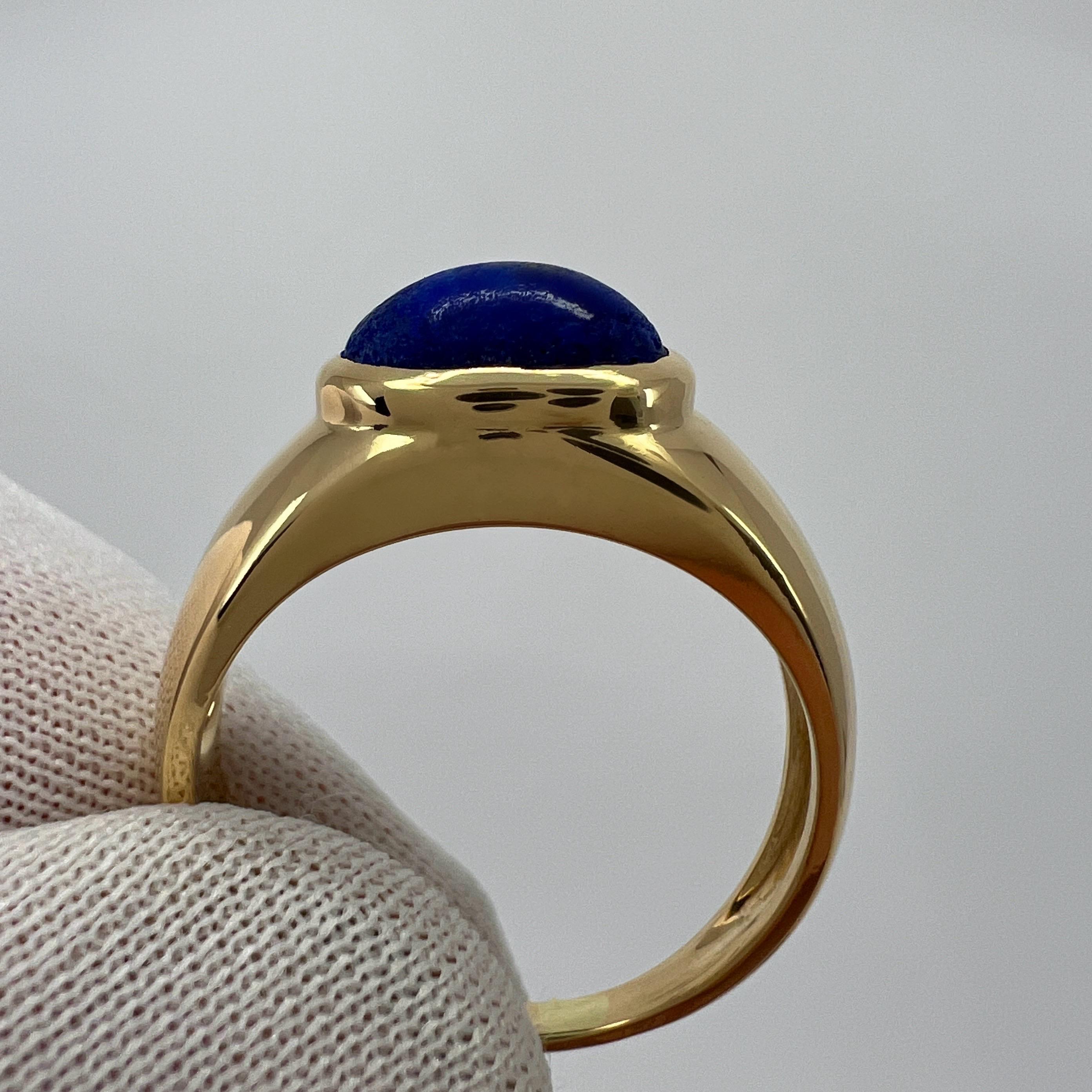 Vintage Van Cleef & Arpels Blue Lapis Lazuli 18k Gold Oval Dome Signet Ring 4