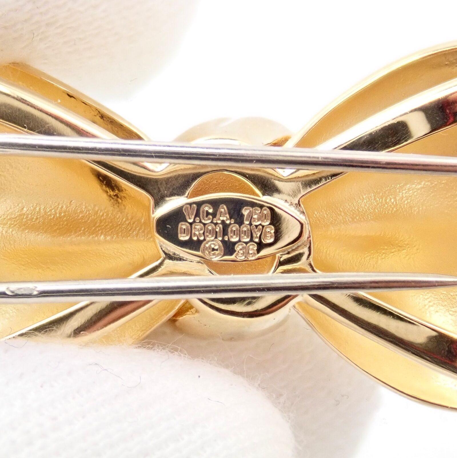 Vintage Van Cleef & Arpels Bow Design Yellow Gold Pin Brooch For Sale 6
