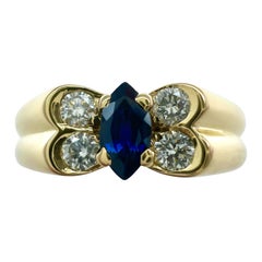 Vintage Van Cleef & Arpels Deep Blue Sapphire & Diamond Butterfly Marquise Ring
