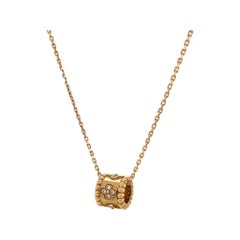 Vintage Van Cleef & Arpels Diamond 18k Gold Perlée Clovers Pendant Necklace