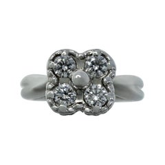 Vintage Van Cleef & Arpels Diamond 18k White Gold Arno Alhambra Flower Ring