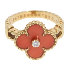 Anello vintage Van Cleef & Arpels Alhambra con diamanti in oro giallo