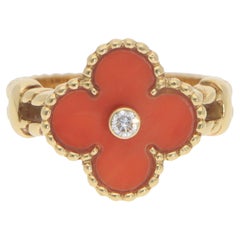 Vintage Van Cleef & Arpels Diamond Alhambra Ring in Yellow Gold