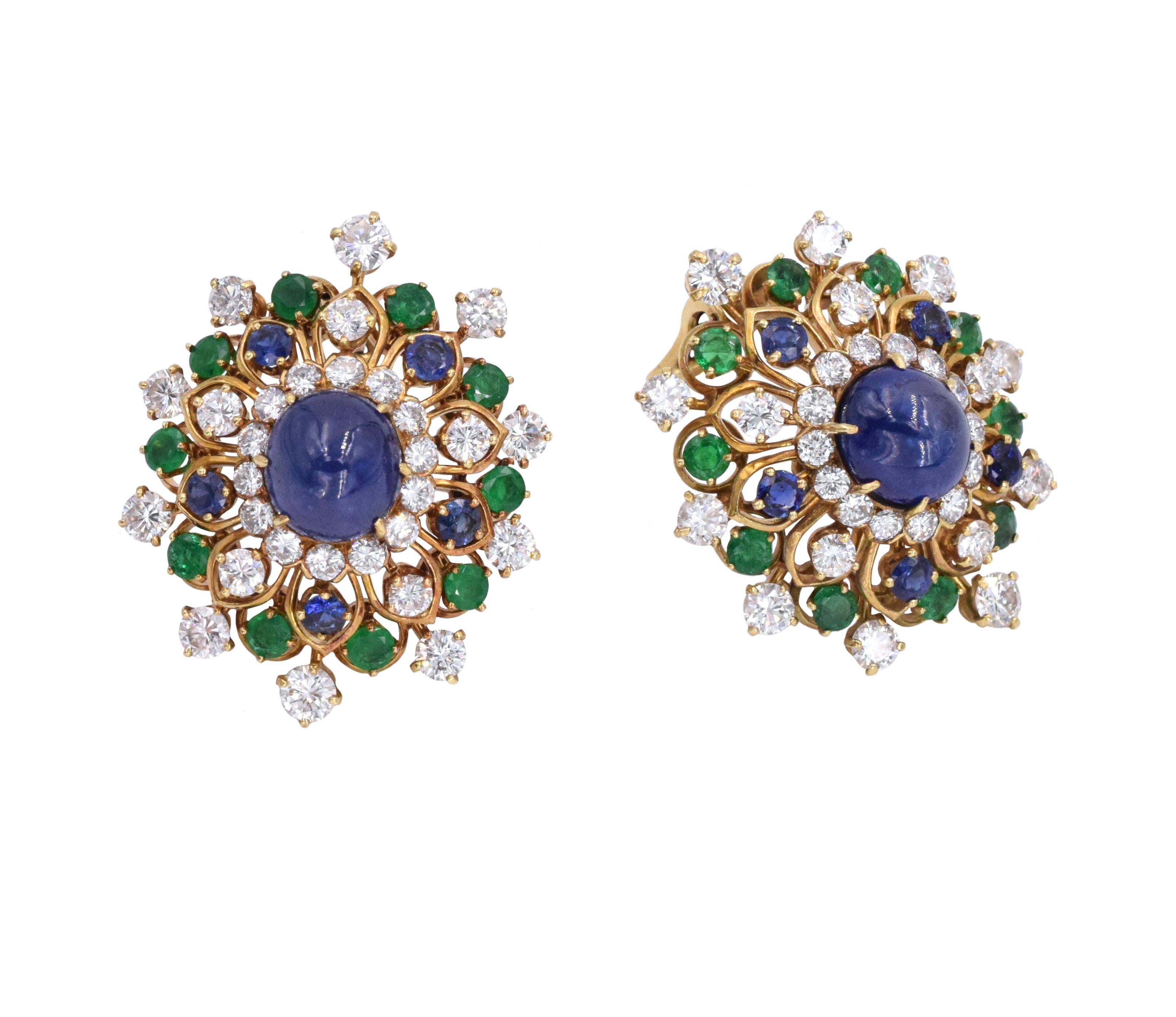 Artist Vintage Van Cleef & Arpels Diamond and Gemstone Earrings