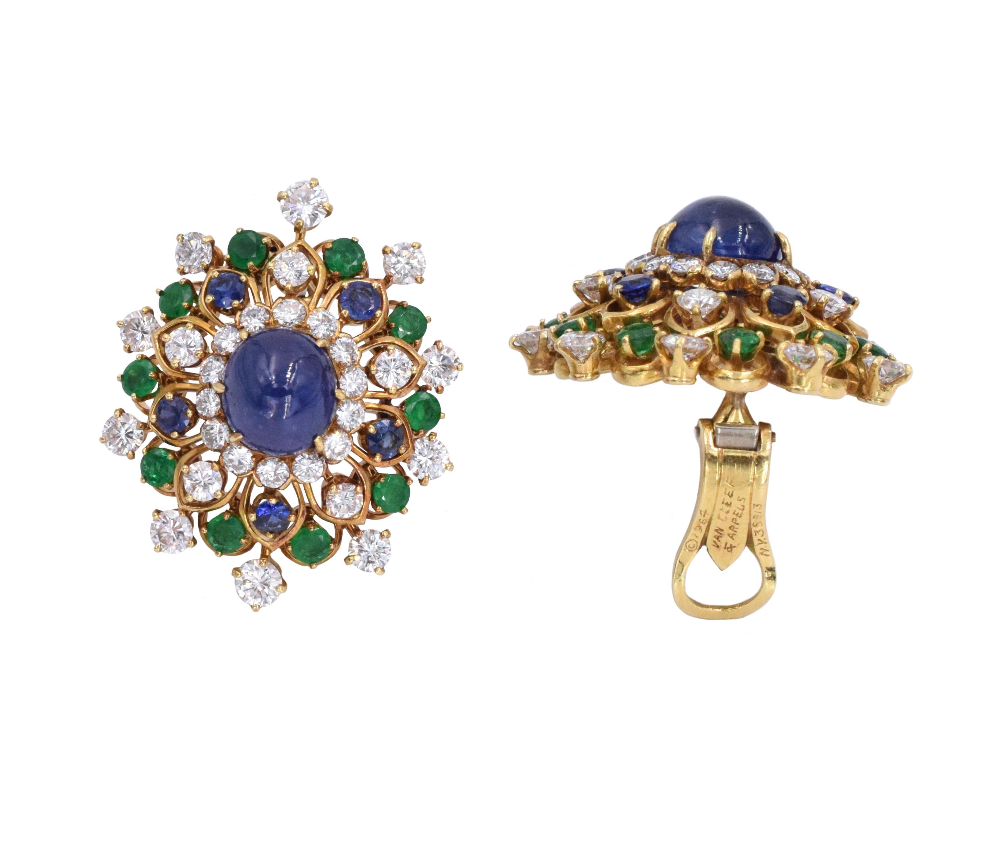 Women's Vintage Van Cleef & Arpels Diamond and Gemstone Earrings
