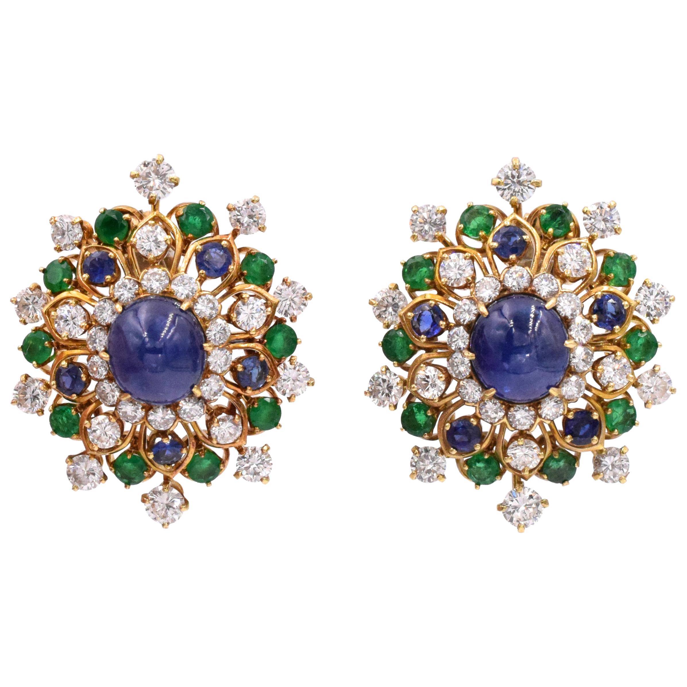 Vintage Van Cleef & Arpels Diamond and Gemstone Earrings