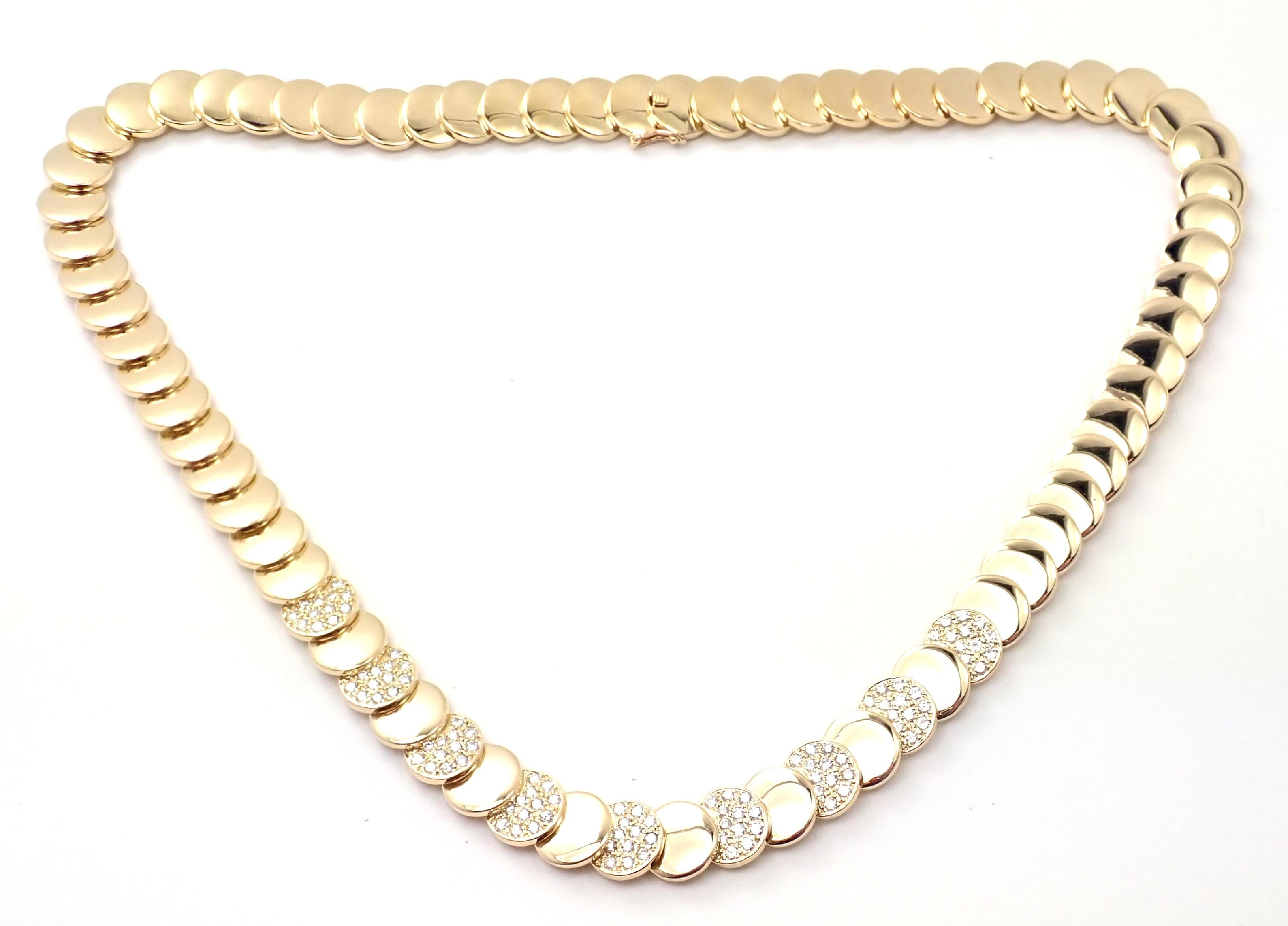 Vintage Van Cleef & Arpels Diamond and Yellow Gold Discs Necklace For Sale 5