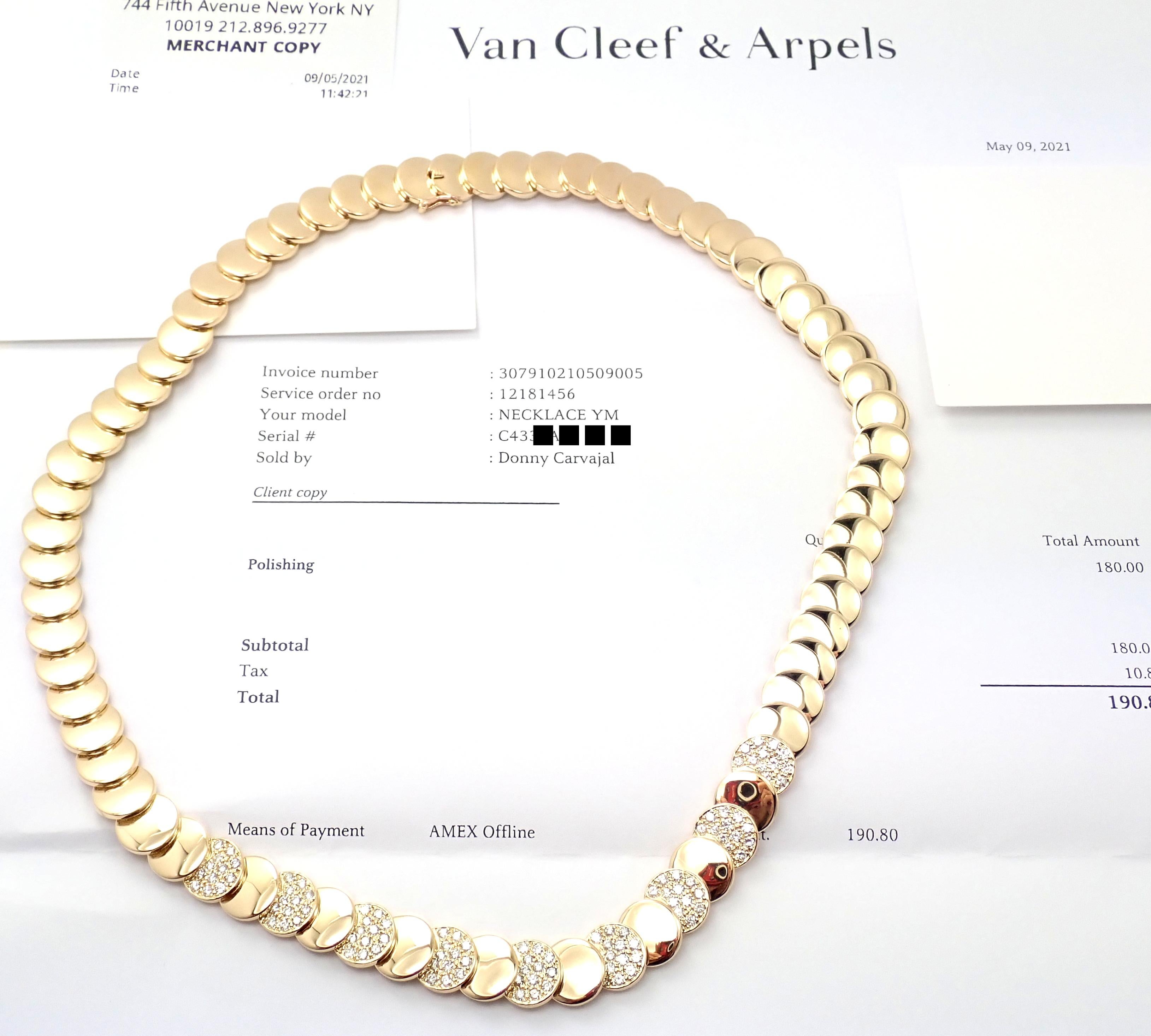 Van Cleef & Arpels Diamant- und Gelbgold-Scheiben-Halskette (Brillantschliff) im Angebot