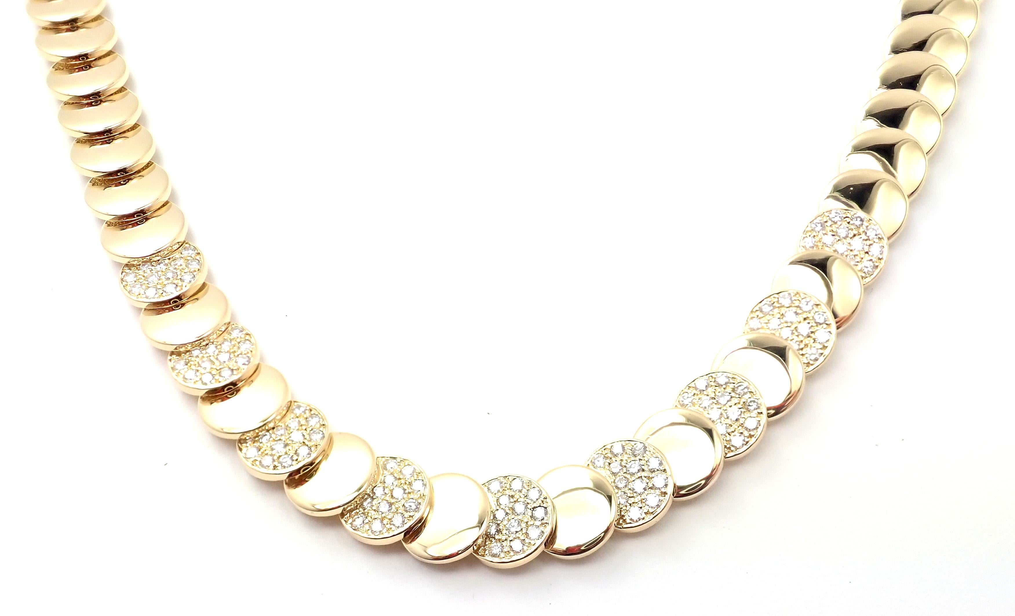 Brilliant Cut Vintage Van Cleef & Arpels Diamond and Yellow Gold Discs Necklace For Sale