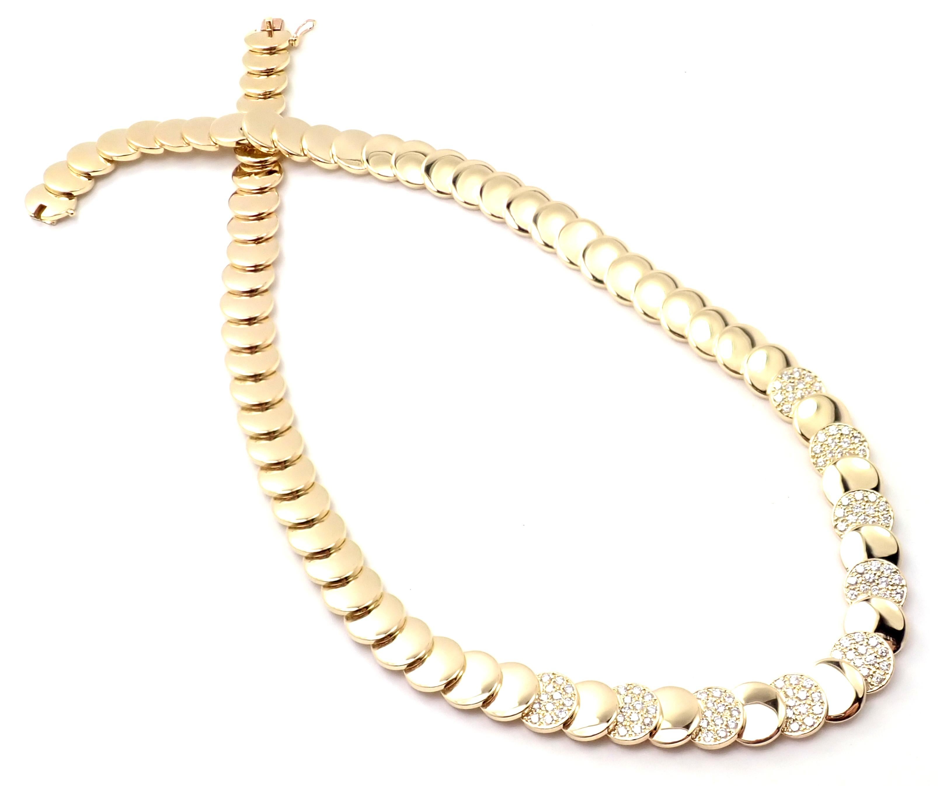 Women's or Men's Vintage Van Cleef & Arpels Diamond and Yellow Gold Discs Necklace For Sale