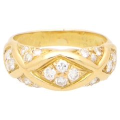 Vintage Van Cleef & Arpels Diamond Bombe Ring Set in 18k Yellow Gold
