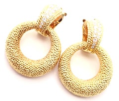 Vintage Van Cleef & Arpels Diamond Door Knocker Yellow Gold Earrings