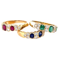 Vintage Van Cleef & Arpels Diamond Gemstone 18 Karat Gold Ring Set