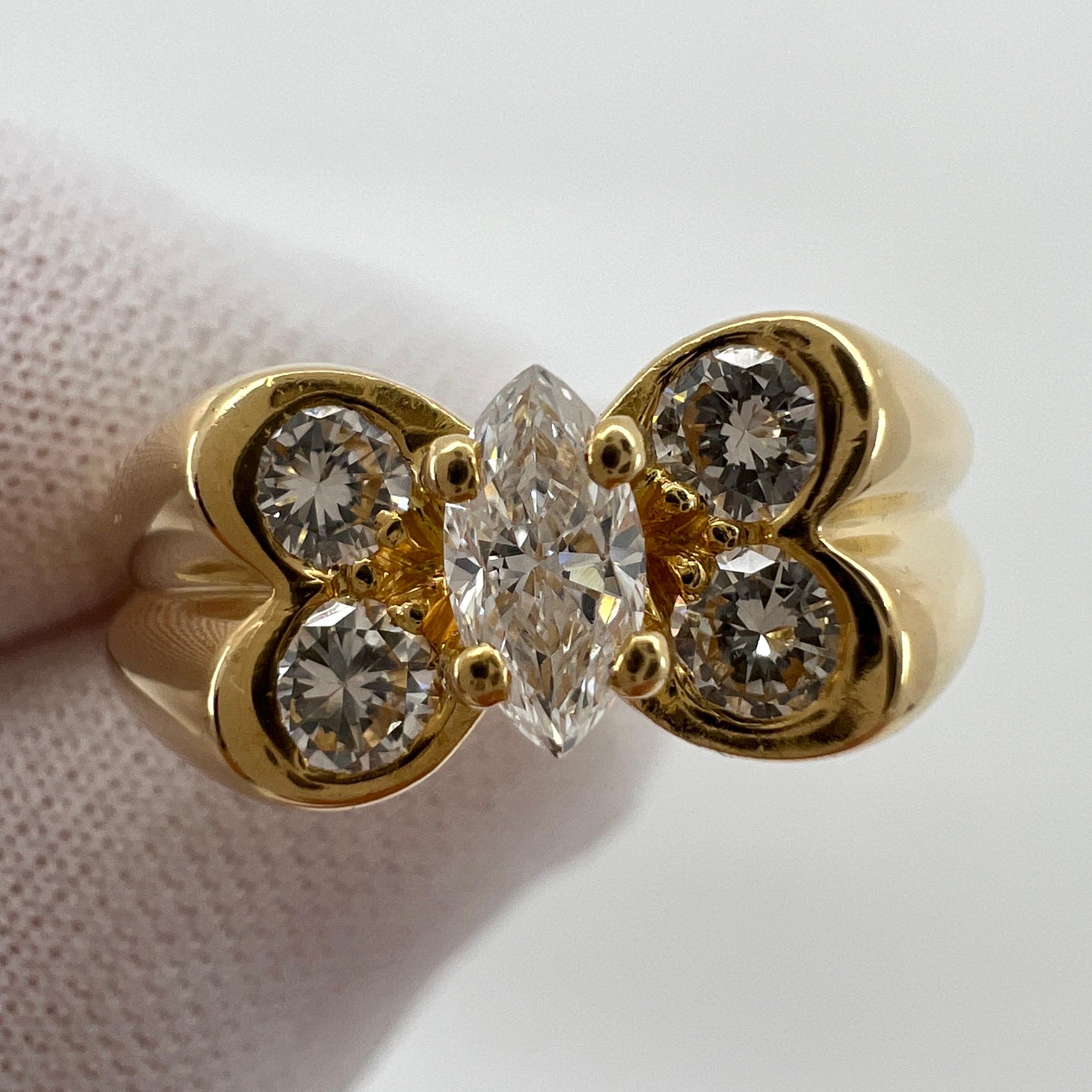 Rare Vintage Van Cleef & Arpels Diamond 18k Yellow Gold Ring.

A stunning vintage ring with a unique design typical of Van Cleef & Arpels, set with approx. 0.30ct of fine quality white diamonds. The centre stone being a beautiful marquise/navette