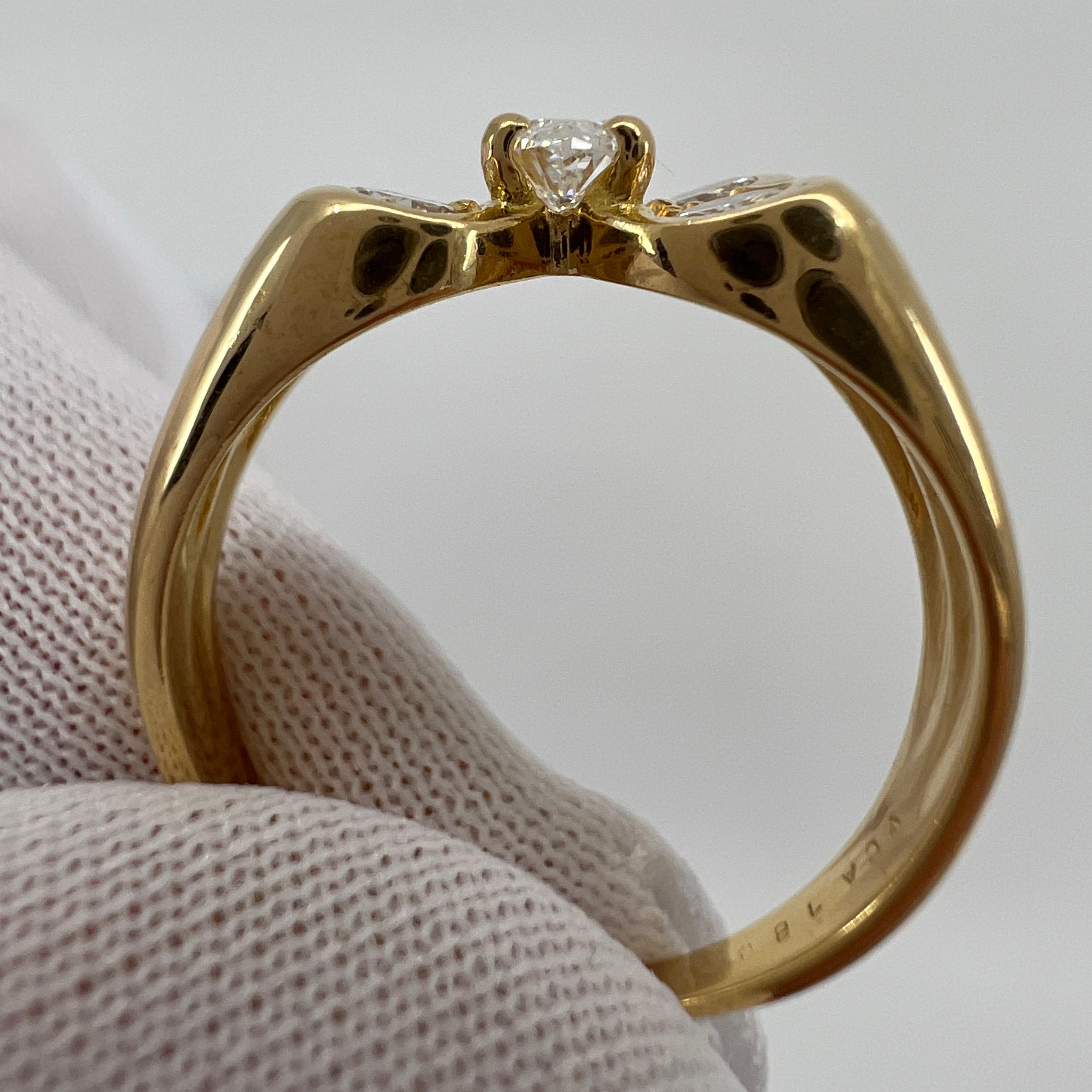 Vintage Van Cleef & Arpels Diamond Marquise Celia Butterfly 18k Yellow Gold Ring For Sale 1