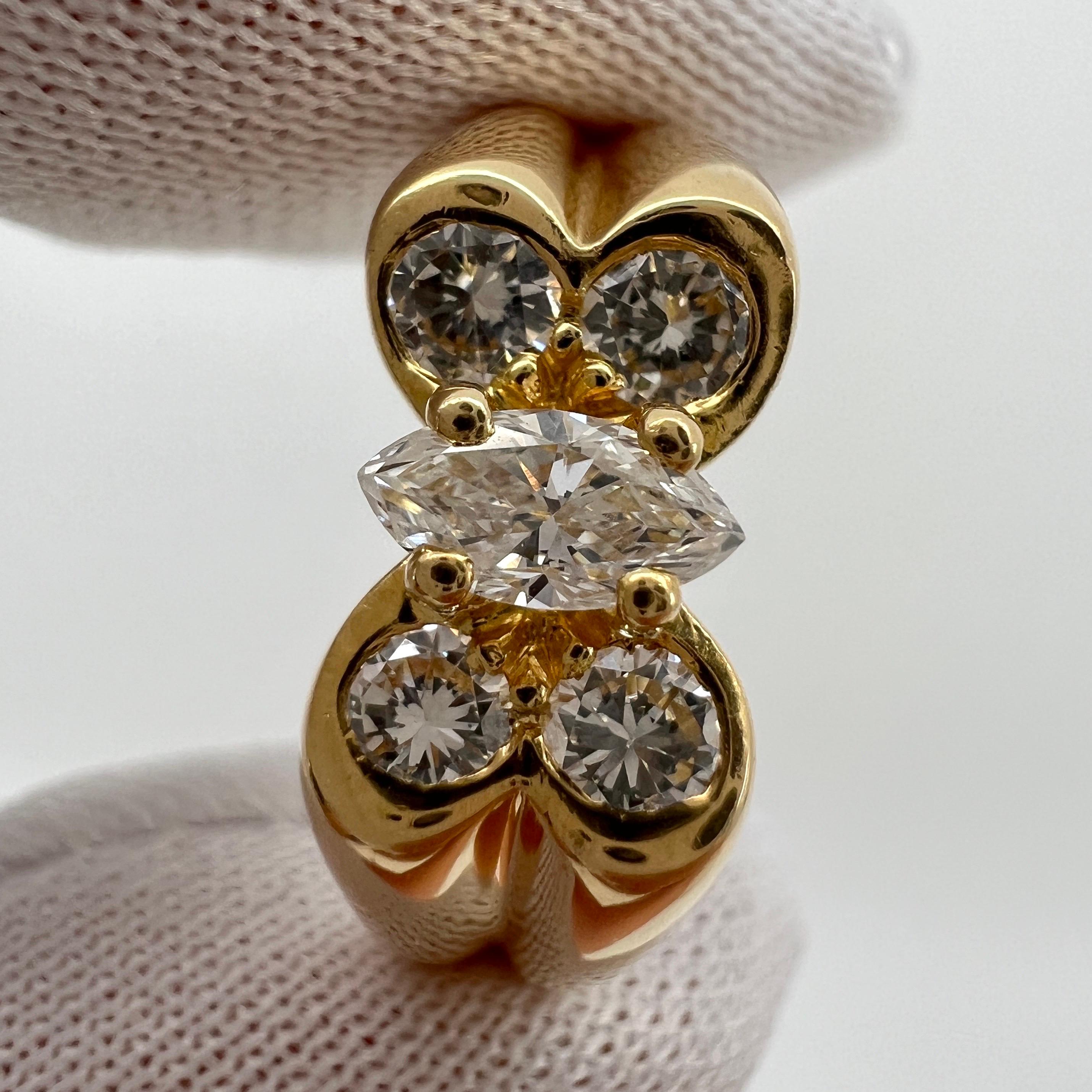 Vintage Van Cleef & Arpels Diamond Marquise Celia Butterfly 18k Yellow Gold Ring For Sale 2