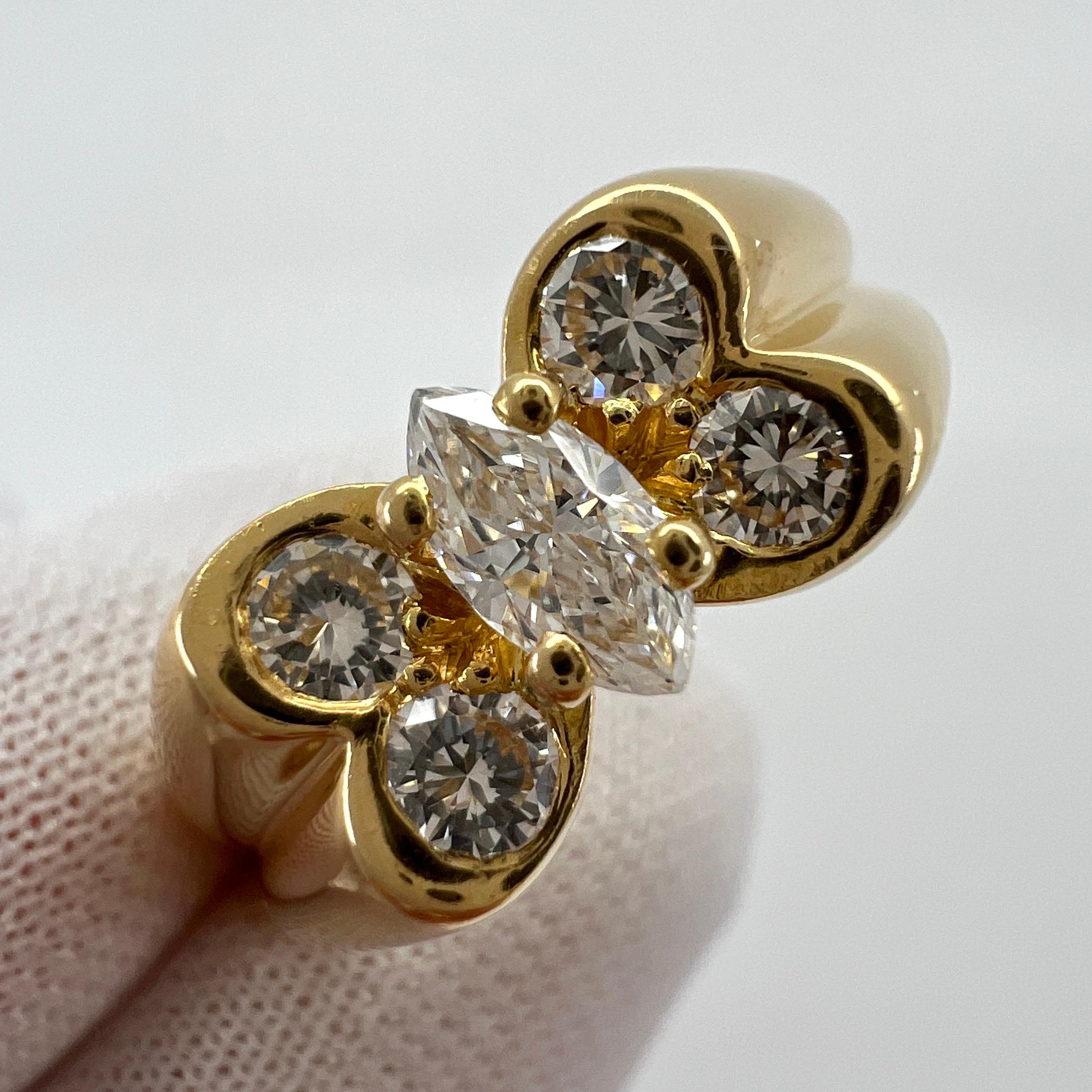 Vintage Van Cleef & Arpels Diamond Marquise Celia Butterfly 18k Yellow Gold Ring For Sale 3