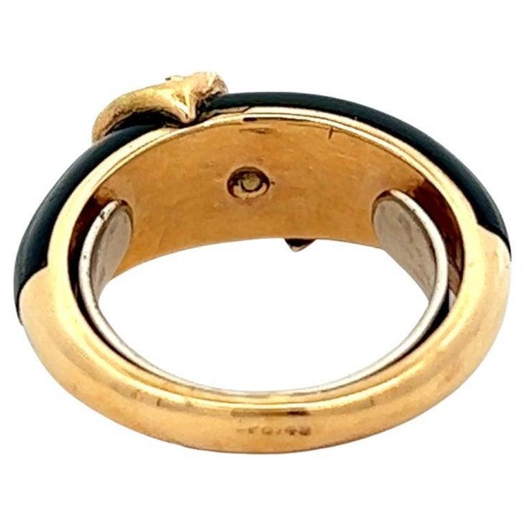 Women's or Men's Vintage Van Cleef & Arpels Diamond Onyx 18k Yellow Gold Ring