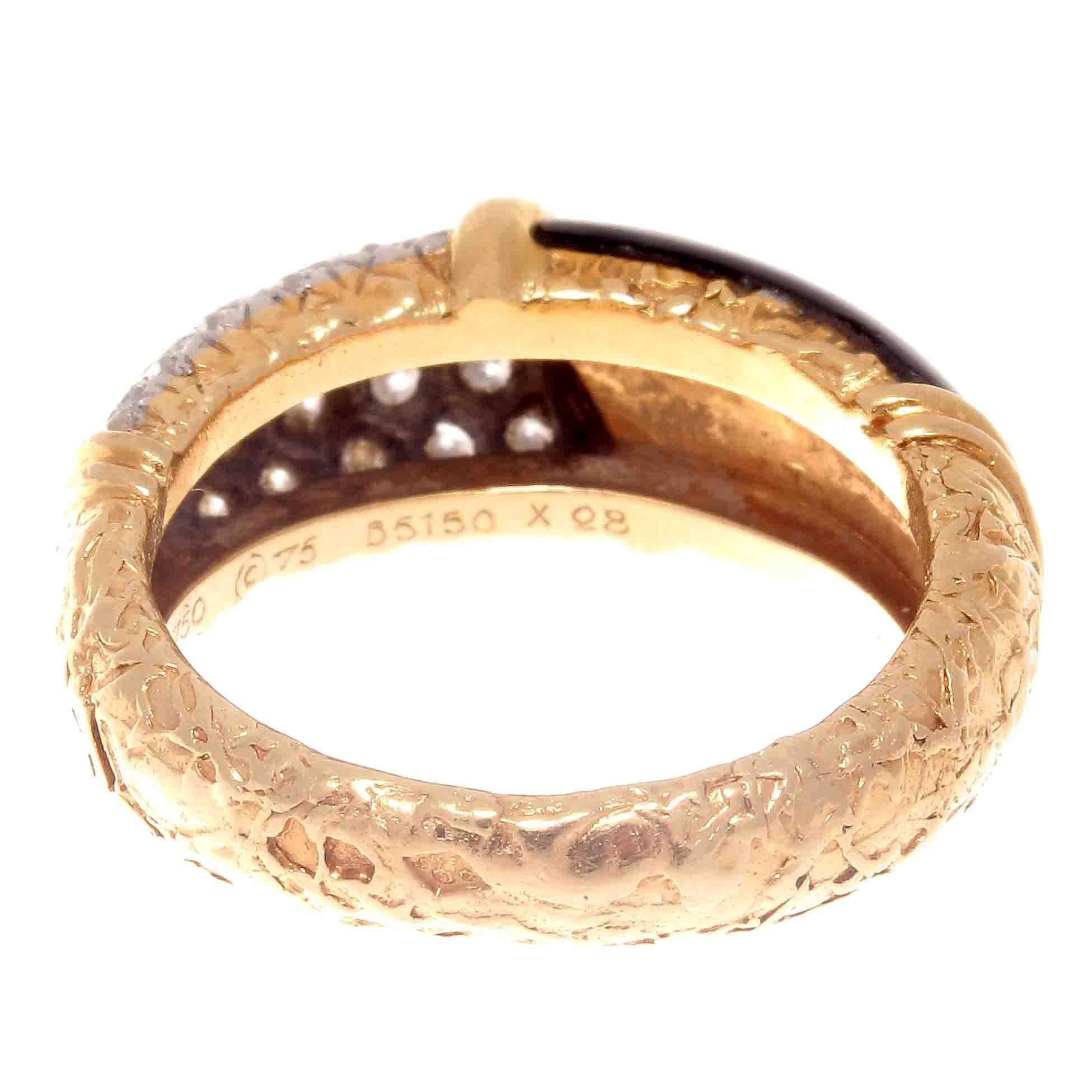 Women's Vintage Van Cleef & Arpels Diamond Onyx Gold Ring