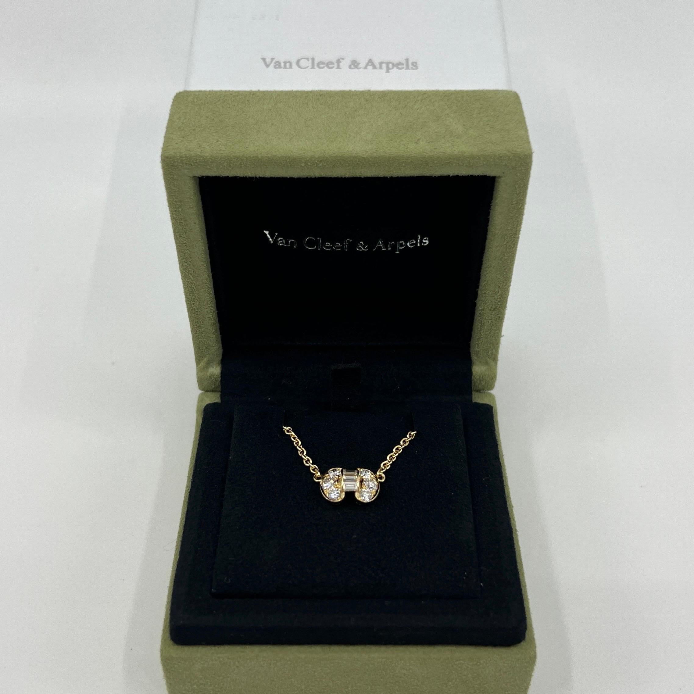 Rare Vintage Van Cleef & Arpels Diamond 18k Yellow Gold Ribbon Bow Celeste Pendant Necklace.

A stunning necklace with a unique design typical of Van Cleef & Arpels, set with a beautiful arrangement of top quality natural white diamonds.
Fine