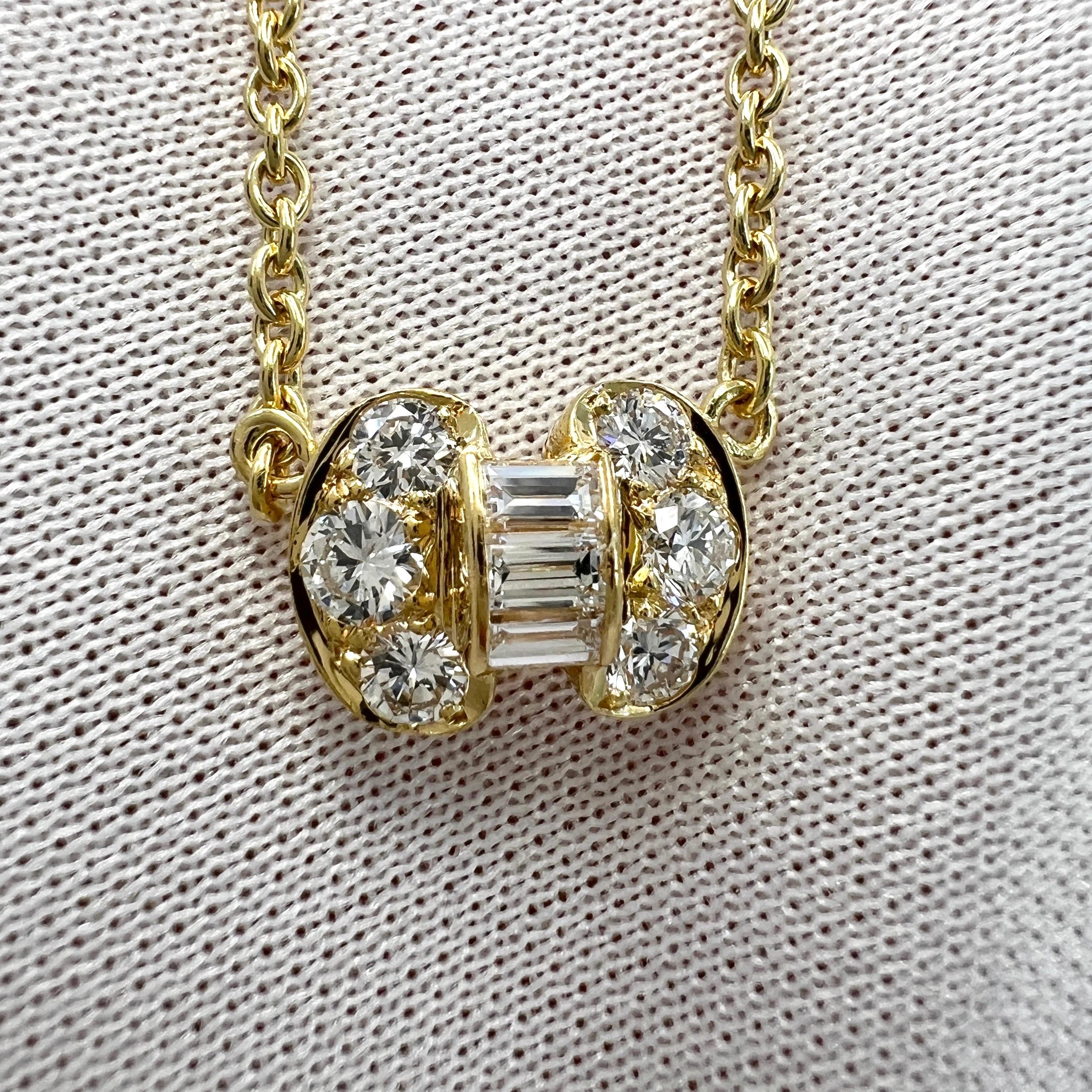 Women's or Men's Vintage Van Cleef & Arpels Diamond Ribbon Bow 18k Yellow Gold Pendant Necklace For Sale