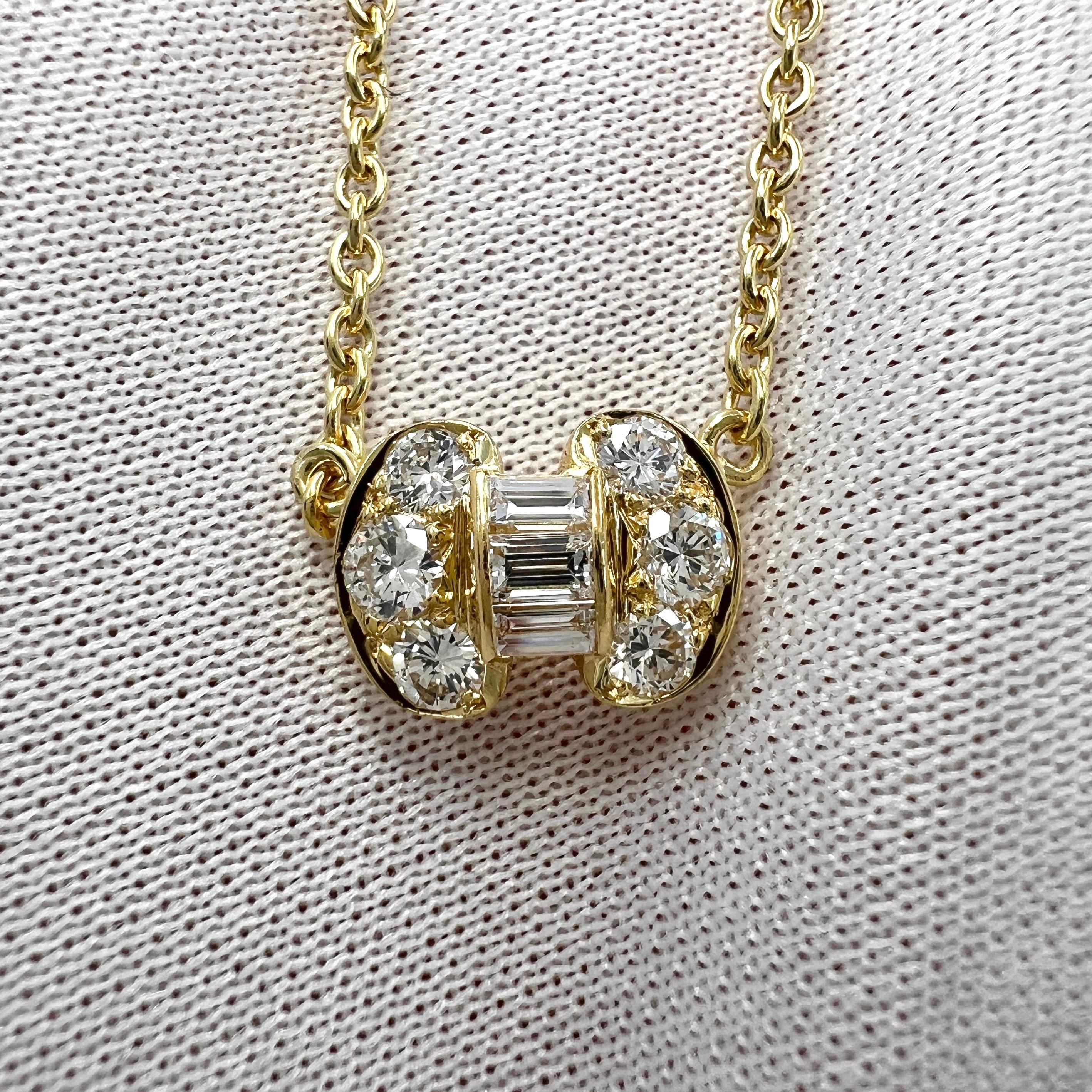 Vintage Van Cleef & Arpels Diamond Ribbon Bow 18k Yellow Gold Pendant Necklace For Sale 6