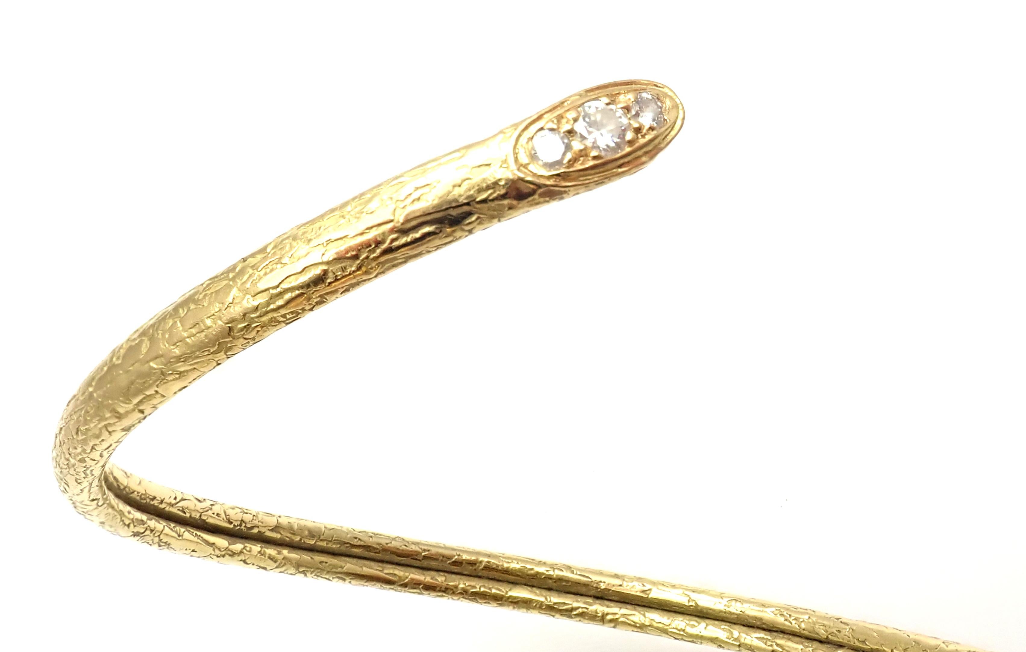 Vintage Van Cleef & Arpels Diamond Snake Wrap Yellow Gold Bangle Bracelet 6