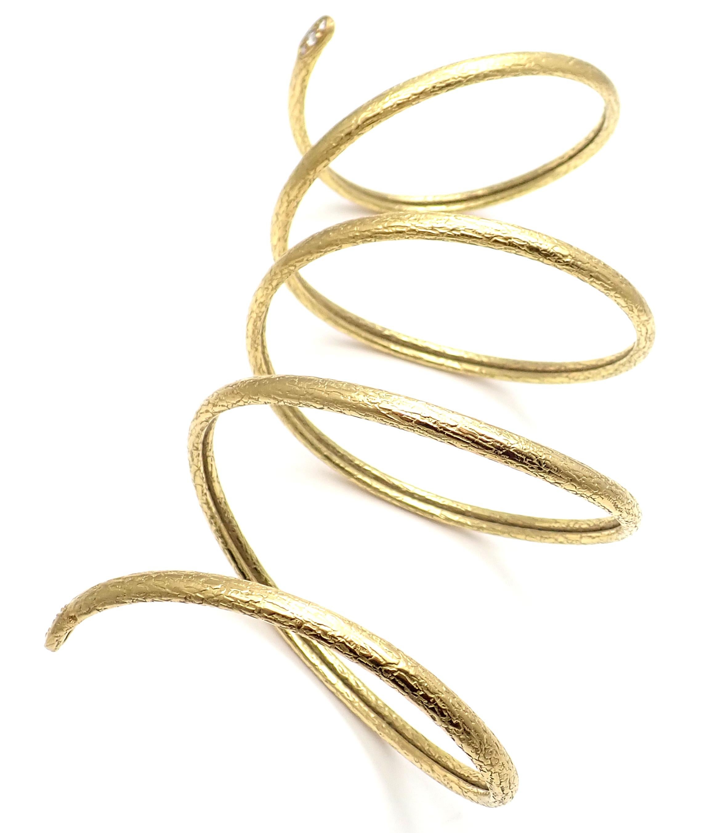 Vintage Van Cleef & Arpels Diamond Snake Wrap Yellow Gold Bangle Bracelet 8