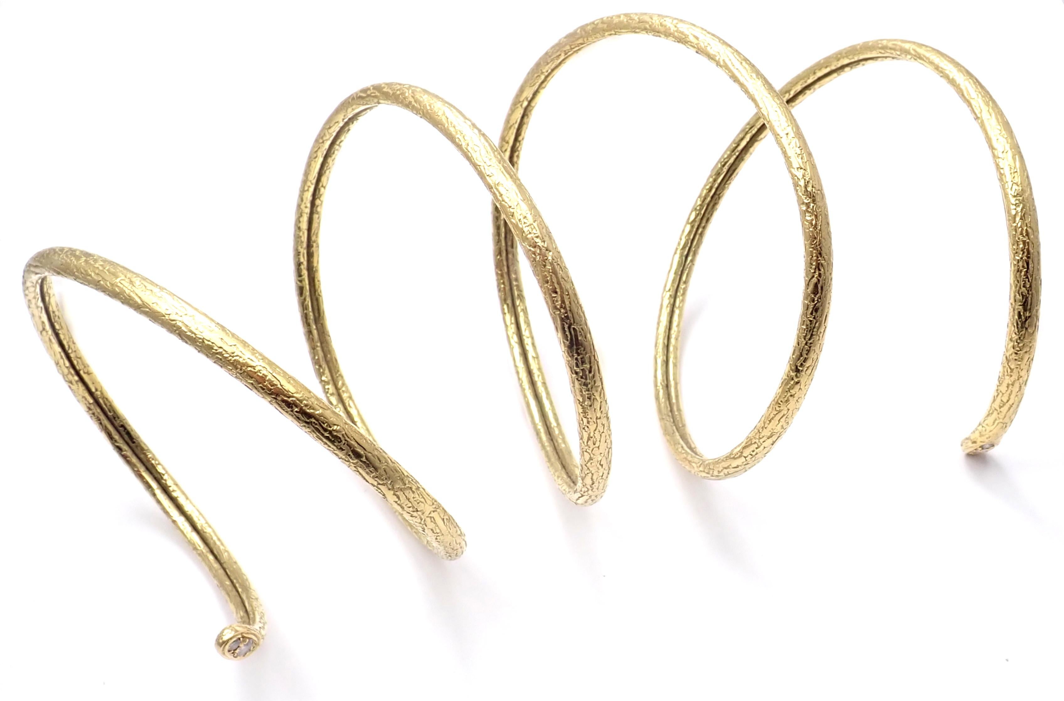 Vintage Van Cleef & Arpels Diamond Snake Wrap Yellow Gold Bangle Bracelet 1