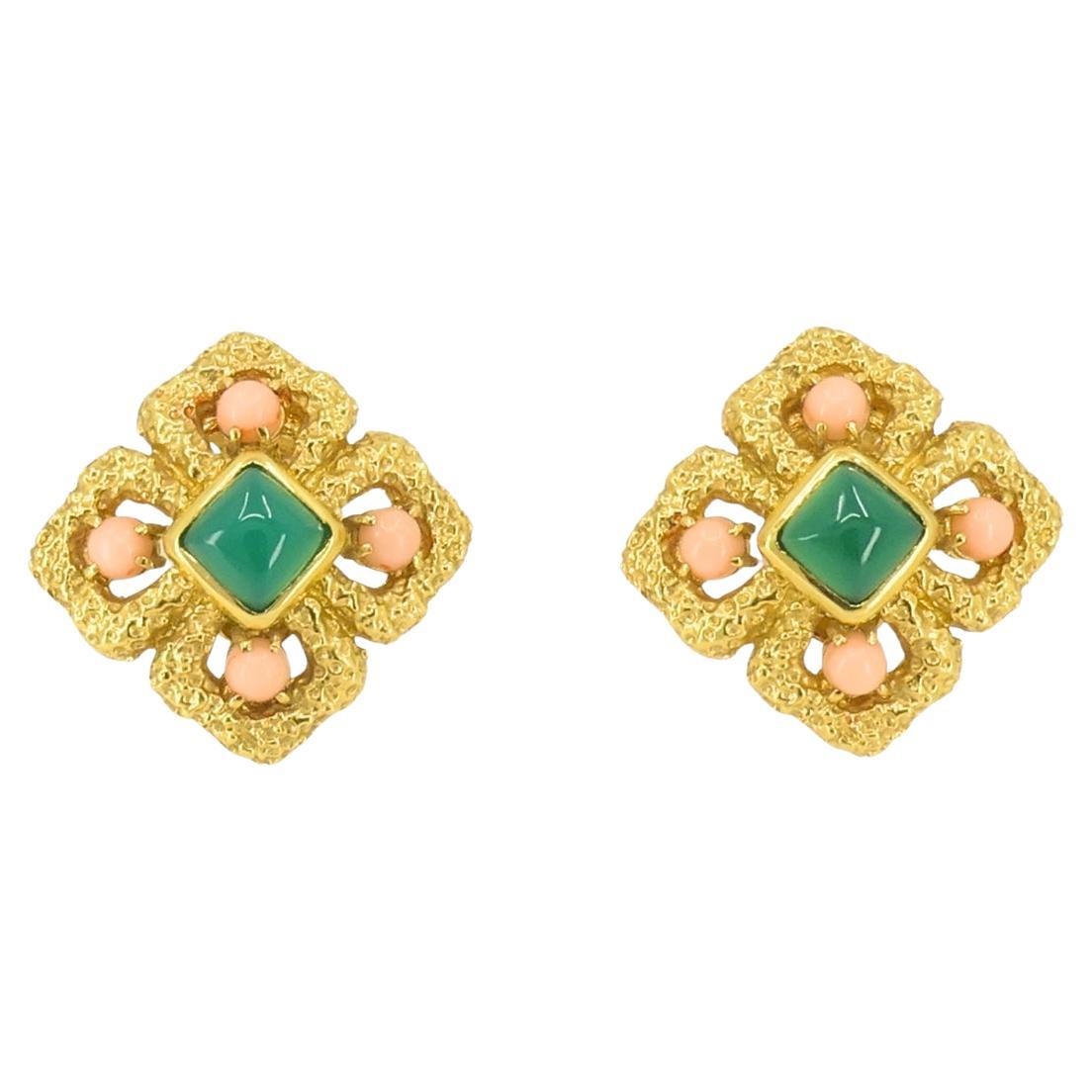 Vintage Van Cleef
Arpels Orecchini in oro 18k con corallo crisofraso pelle d
angelo