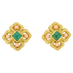 Vintage Van Cleef 
Arpels Orecchini in oro 18k con corallo crisofraso pelle d
angelo