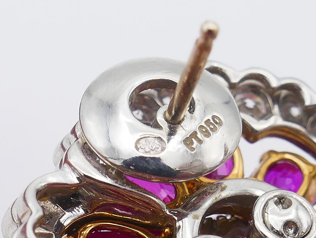 Vintage Van Cleef & Arpels Earrings Platinum 18k Gold Ruby Diamond For Sale 1