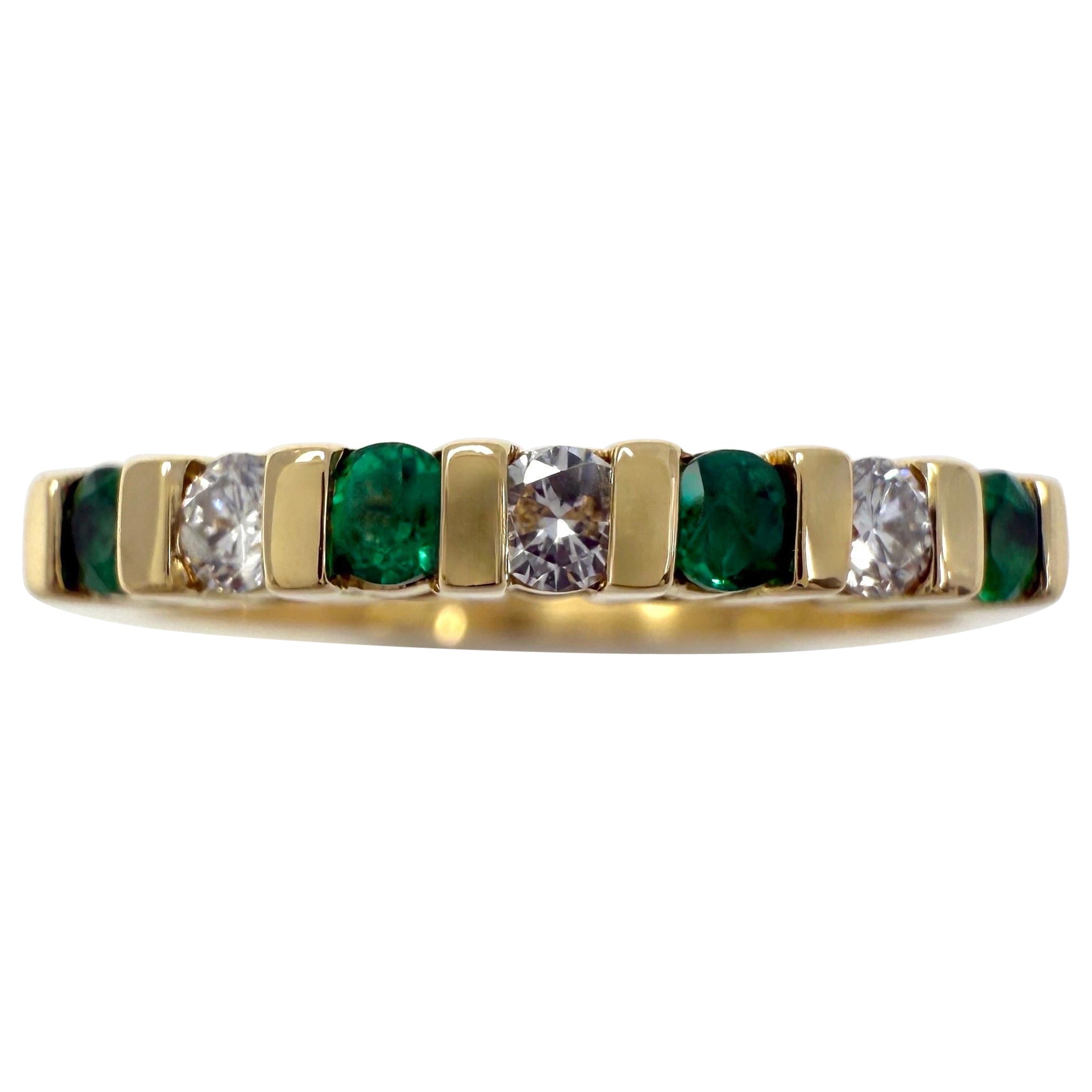 Vintage Van Cleef 
Arpels Emerald 
Diamond 18k Yellow Gold Eternity Band Ring For Sale