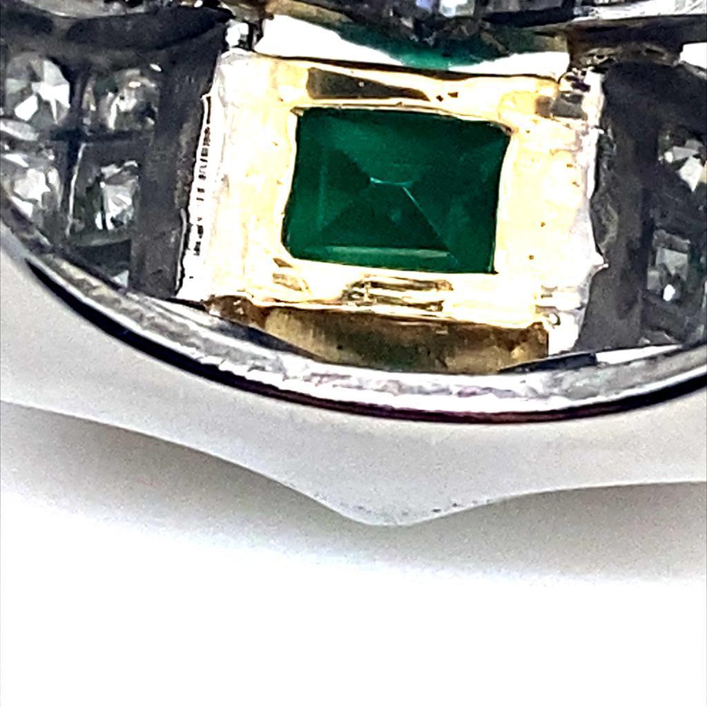 Vintage Van Cleef & Arpels Emerald Diamond Platinum Ring Circa 1940 For Sale 1