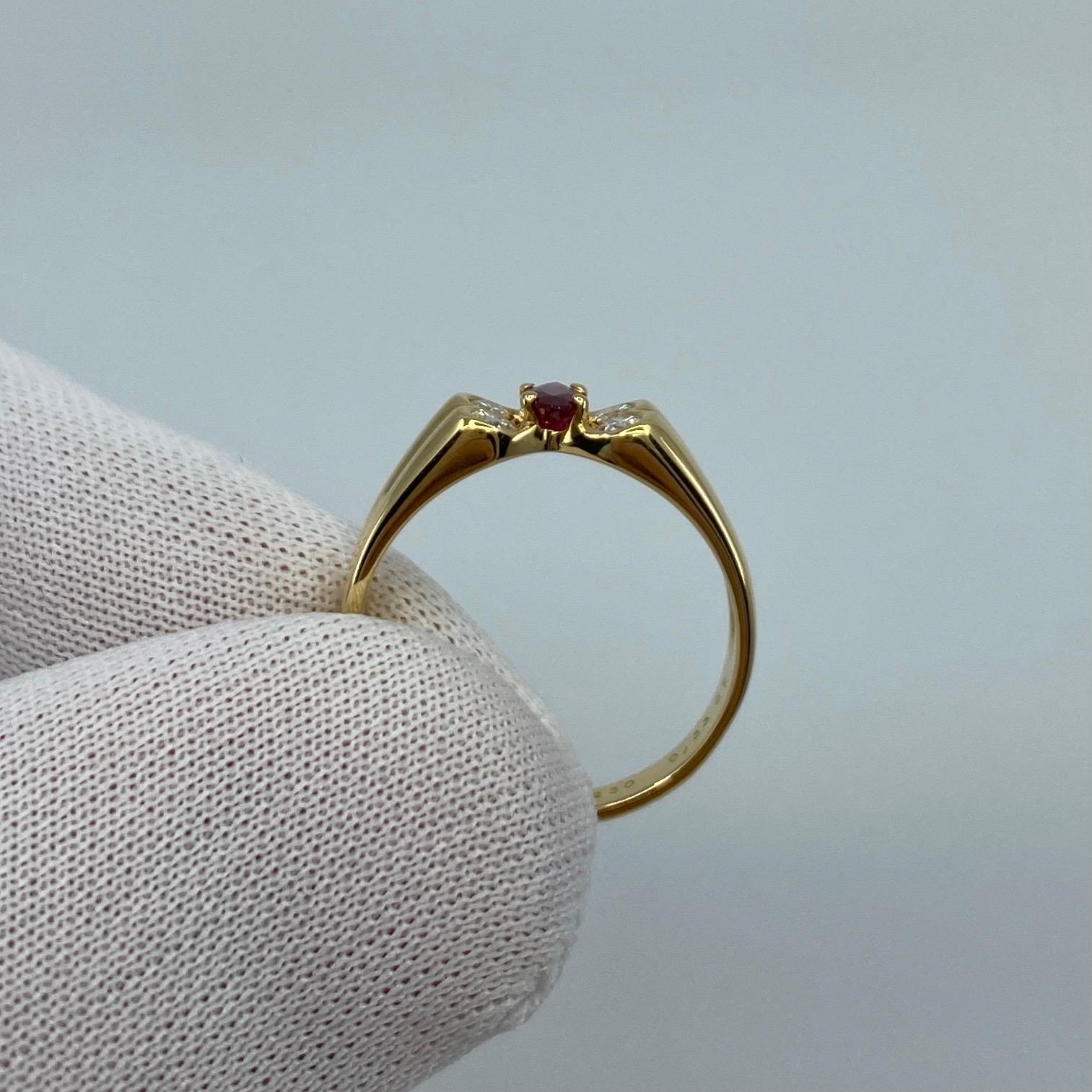 Vintage Van Cleef & Arpels Fine Vivid Red Ruby & Diamond Butterfly Marquise Ring 2