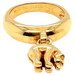 Vintage Van Cleef & Arpels French 18 Karat Yellow Gold Bear Charm Ring