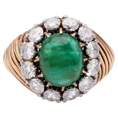Van Cleef & Arpels Französischer Smaragd-Diamant-Ring aus 18 Karat Gelbgold