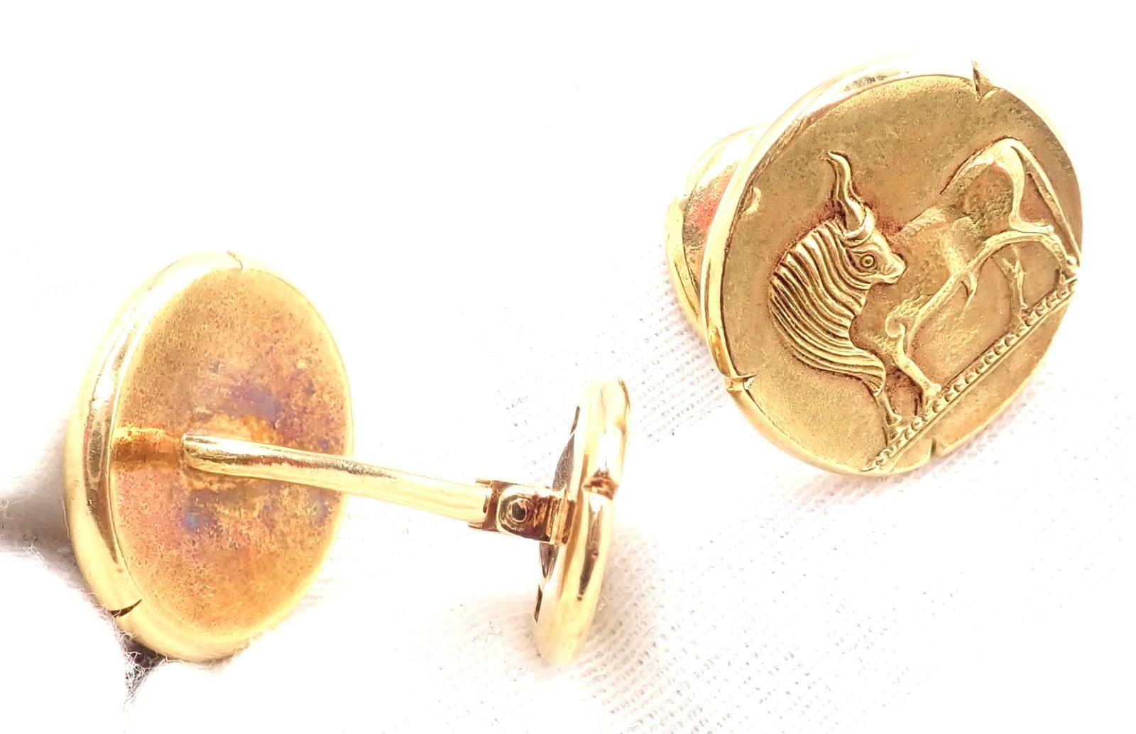 Vintage Van Cleef & Arpels Georges L'Enfant Zodiac Taurus Gelbgold Manschettenknöpfe im Angebot 6