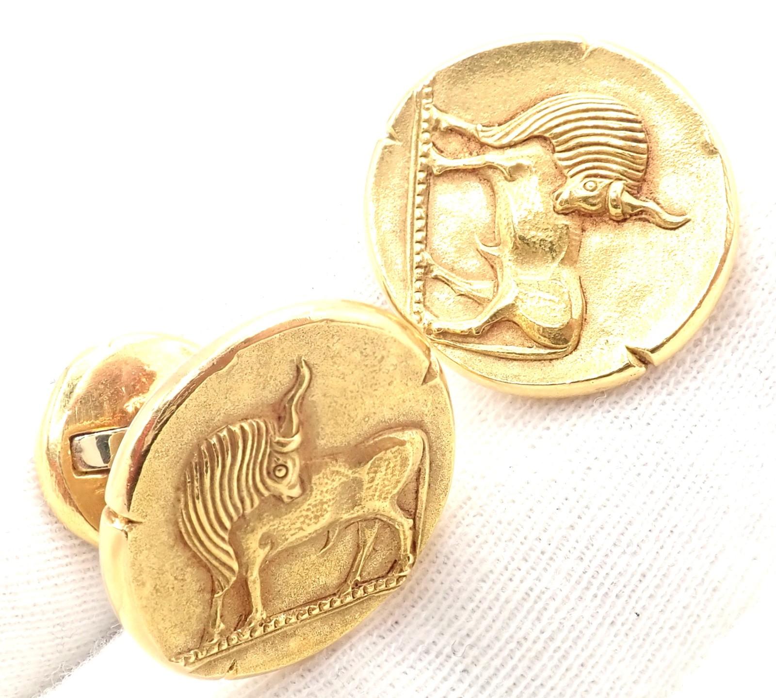 Vintage Van Cleef & Arpels Georges L'Enfant Zodiac Taurus Gelbgold Manschettenknöpfe im Angebot 7