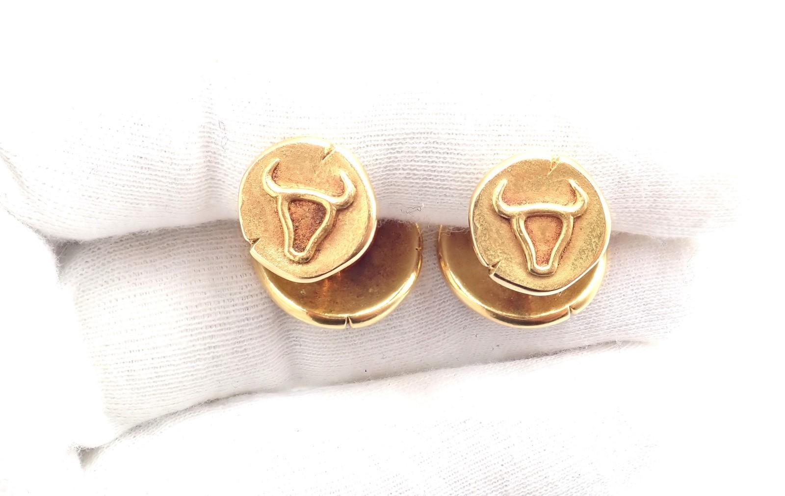 Vintage Van Cleef & Arpels Georges L'Enfant Zodiac Taurus Gelbgold Manschettenknöpfe im Angebot 10
