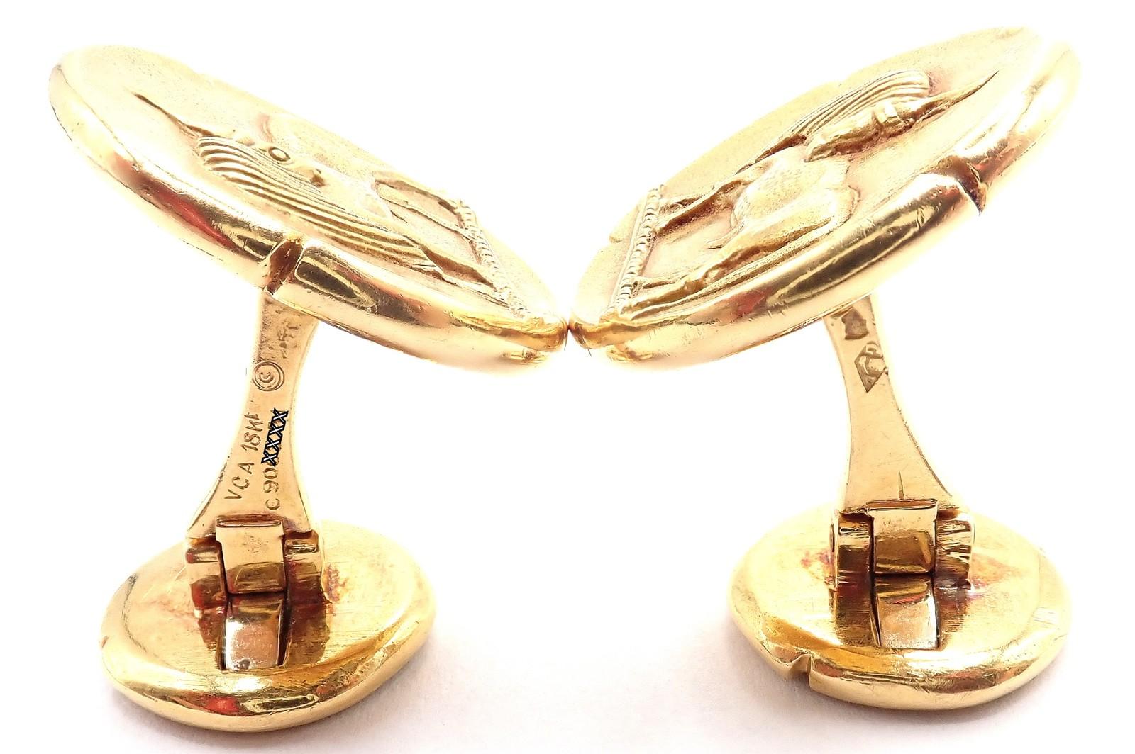 Vintage Van Cleef & Arpels Georges L'Enfant Zodiac Taurus Gelbgold Manschettenknöpfe im Zustand „Hervorragend“ im Angebot in Southampton, PA