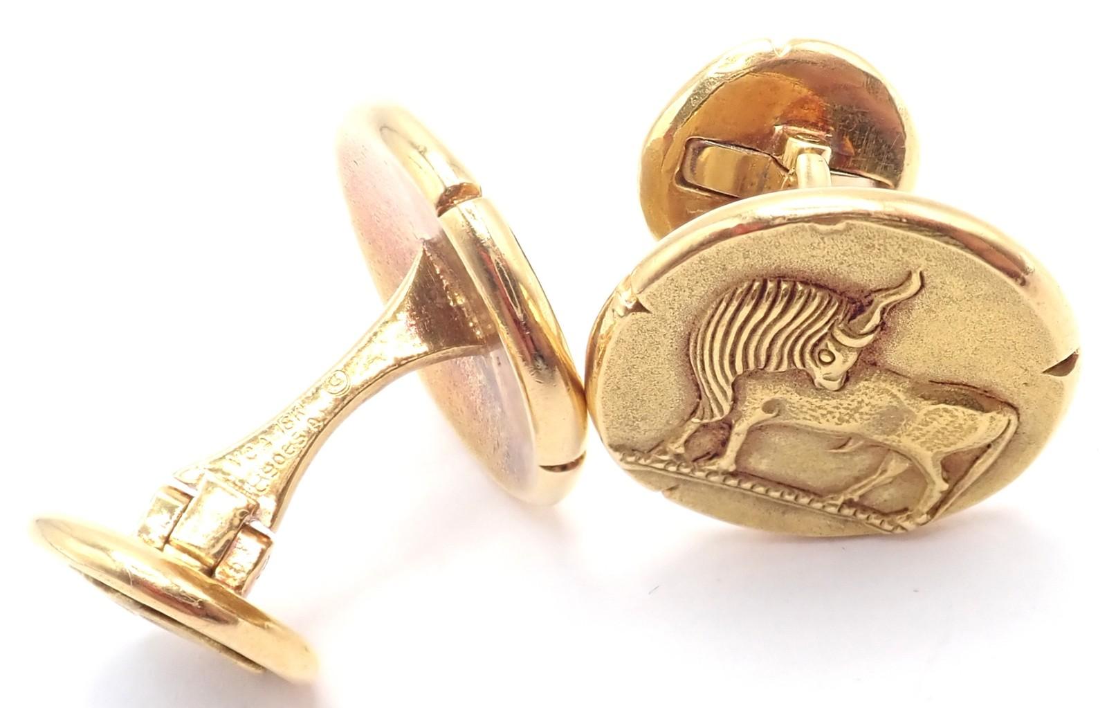 Vintage Van Cleef & Arpels Georges L'Enfant Zodiac Taurus Gelbgold Manschettenknöpfe im Angebot 2