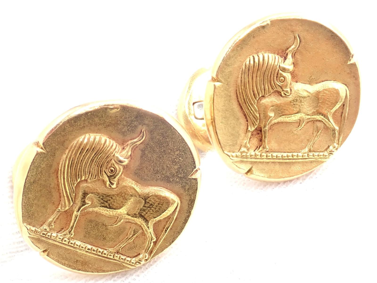 Vintage Van Cleef & Arpels Georges L'Enfant Zodiac Taurus Gelbgold Manschettenknöpfe im Angebot 5