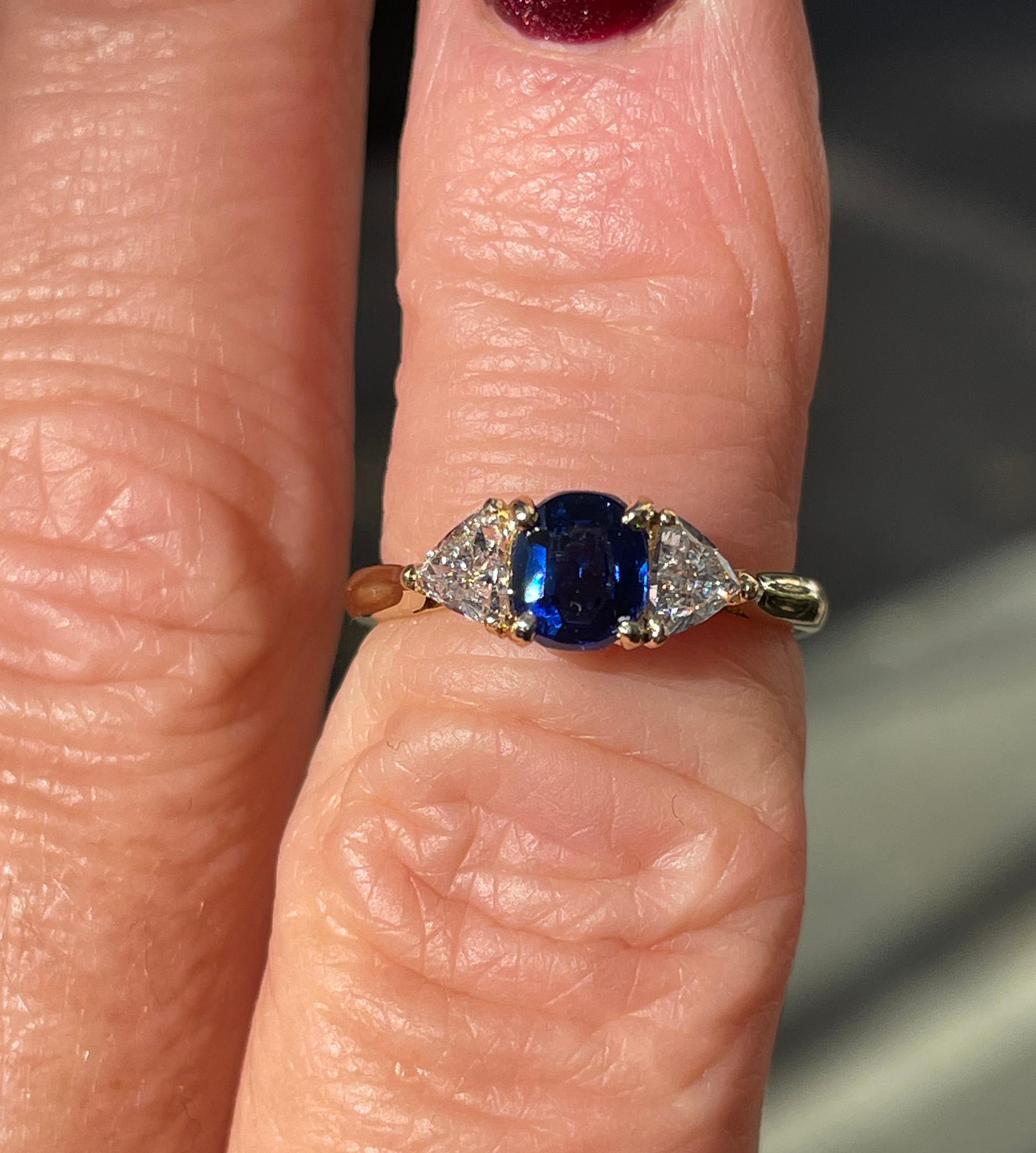 Vintage Van Cleef & Arpels GIA 1.39ctw No-Heat Blue Sapphire Diamond 18K Ring 6